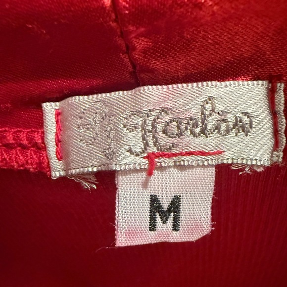 PJ Harlow 3 Piece Pajama Set Red Satin Camisole Shorts Ribbed Cardigan M - Picture 2 of 11